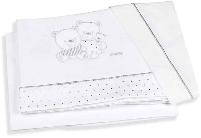 Set Lenzuola 3 pz Italbaby Happy Family Bianco