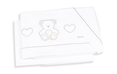Set Lenzuola Letto 3 Pz.Italbaby Peluche Bianco