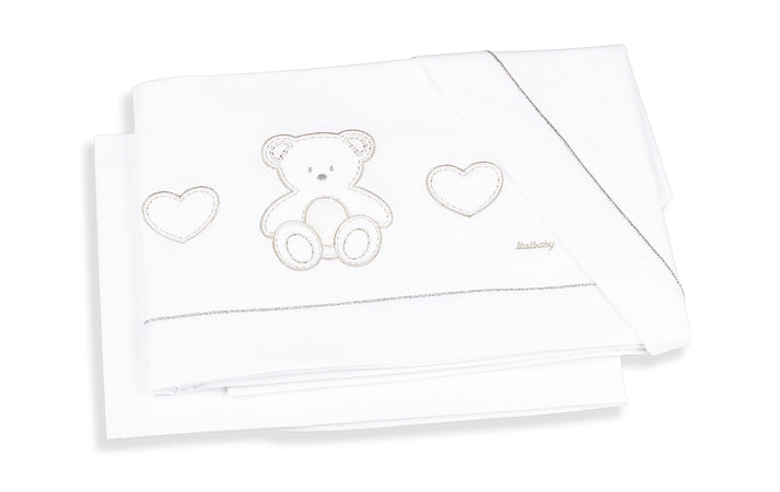 Set Lenzuola Letto 3 Pz.Italbaby Peluche Bianco