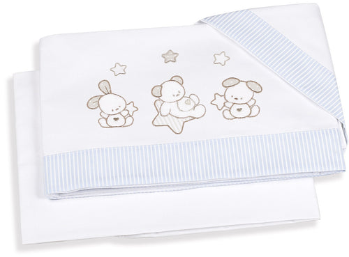 Set Lenzuola 3 pz Italbaby Sweet Stars Azzurro
