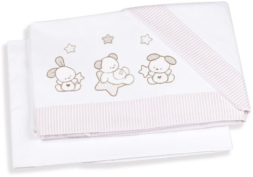 Set Lenzuola 3 pz Italbaby Sweet Stars Rosa
