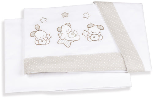 Set Lenzuola 3 pz Italbaby Sweet Stars Tortora