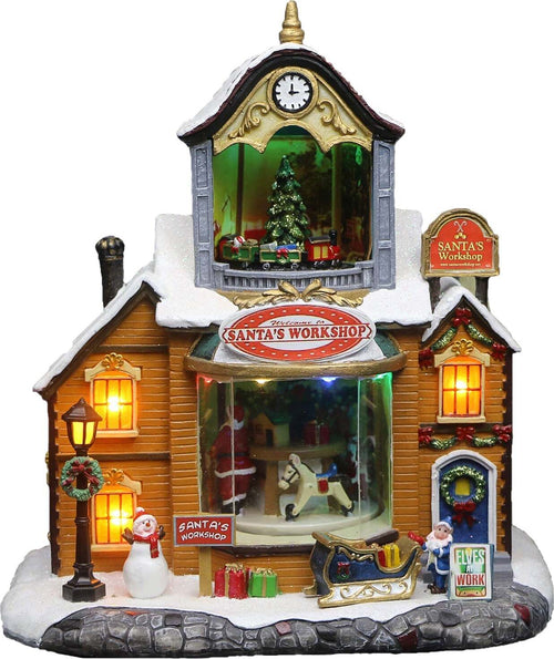 Fabbrica di babbo natale resina con finestre e personaggi rotanti e musica Casa e cucina/Decorazioni per interni/Addobbi e decorazioni per ricorrenze/Decorazioni natalizie/Oggettistica MagiediNatale.it - Altamura, Commerciovirtuoso.it