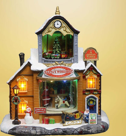 Fabbrica di babbo natale resina con finestre e personaggi rotanti e musica Casa e cucina/Decorazioni per interni/Addobbi e decorazioni per ricorrenze/Decorazioni natalizie/Oggettistica MagiediNatale.it - Altamura, Commerciovirtuoso.it