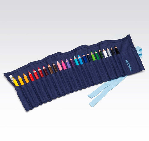 Fabriano Astuccio Completo in Lino Con Nastro Astuccio + 24 Matite Colorate Punta Morbida