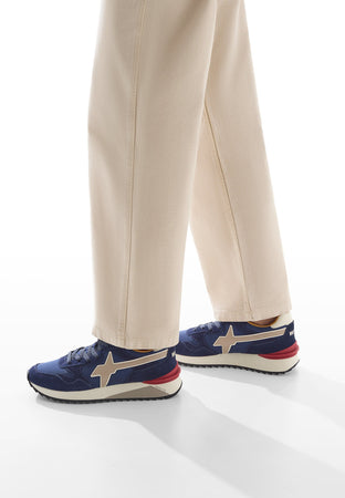 W6yz scarpe uomo YAK-M. - Sneakers in tessuto tecnico e suede - Navy-Beige 2015185262C52
