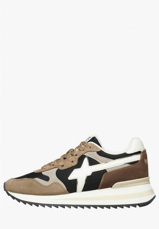 W6yz scarpe donna Home YAK-W. - Sneakers in tessuto tecnico e suede - Marrone-Nero. 2016528421D33