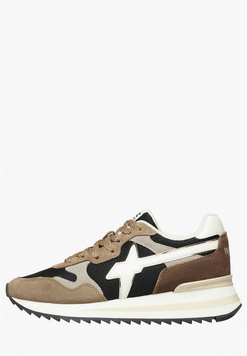 W6yz scarpe donna Home YAK-W. - Sneakers in tessuto tecnico e suede - Marrone-Nero. 2016528421D33
