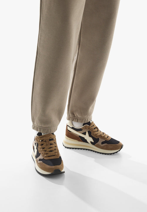 W6yz scarpe donna Home  YAK-W. - Sneakers in tessuto tecnico e suede - Marrone-Nero. 2016528421D33