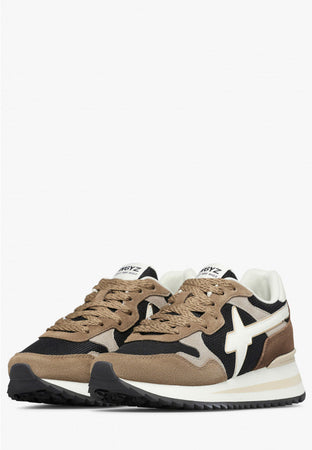 W6yz scarpe donna Home YAK-W. - Sneakers in tessuto tecnico e suede - Marrone-Nero. 2016528421D33