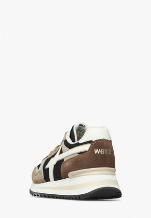 W6yz scarpe donna Home YAK-W. - Sneakers in tessuto tecnico e suede - Marrone-Nero. 2016528421D33