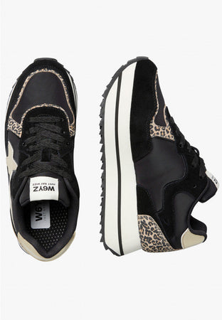 W6yz scarpe donna Home  DEVA W. - Sneakers in tessuto tecnico e suede - Nero-Platino 2017405091A08.