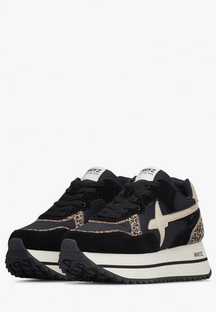 W6yz scarpe donna Home  DEVA W. - Sneakers in tessuto tecnico e suede - Nero-Platino 2017405091A08.