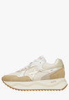 W6YZ Sneaker Donna DEVA W in Suede e Tessuto Tecnico Beige e Bianco