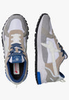 W6YZ Sneaker Uomo BREEZE 3-M in Suede e Tessuto Tecnico Grigio Bianco e Beige