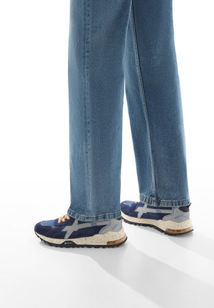 W6yz scarpe uomo BREEZE 3-M. - Sneakers in tessuto tecnico e suede - Navy 2018612103C52