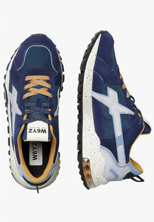 W6yz scarpe uomo BREEZE 3-M. - Sneakers in tessuto tecnico e suede - Navy 2018612103C52