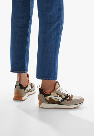 W6yz scarpa uomo LOOP-M. - Sneakers in suede e tessuto tecnico - Tortora-Beige-Nero