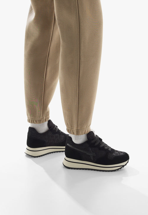 W6yz scarpe donna  JET-W. - Sneakers in suede e tessuto tecnico - Nero 2018635151A01