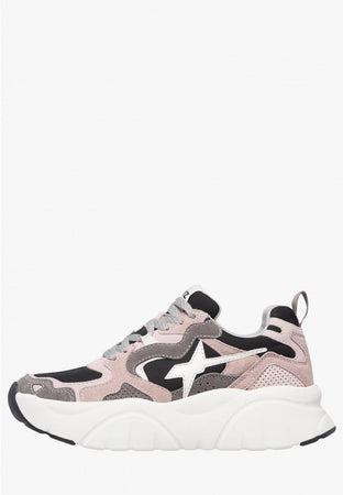 W6yz scarpe donna  MIA-W. - Sneakers in suede e tessuto tecnico - Rosa-Grigio 2019468011B67