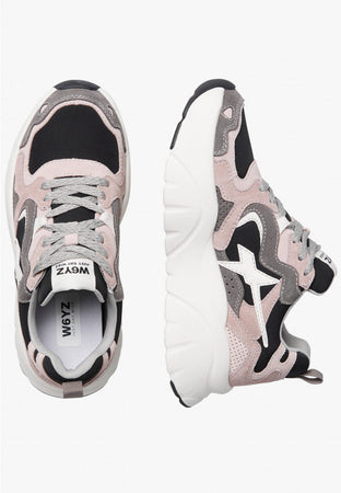 W6yz scarpe donna MIA-W. - Sneakers in suede e tessuto tecnico - Rosa-Grigio 2019468011B67