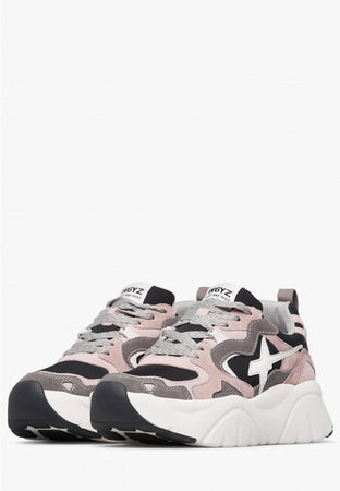 W6yz scarpe donna MIA-W. - Sneakers in suede e tessuto tecnico - Rosa-Grigio 2019468011B67