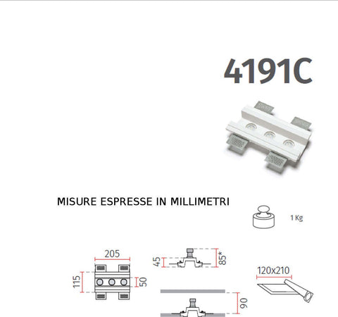 Faretti-incasso-gesso-9010-Belfiore-FRECCIA-4191C.35-GU10-LED-lampada-soffitto