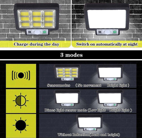 Faretto-10W-Lampada-56-LED-SMD-con-Pannello-Solare-Sensore-Telecomando-Esterno-ip65