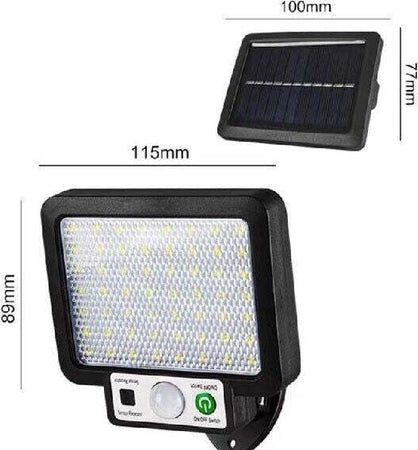 Faretto-10W-Lampada-56-LED-SMD-con-Pannello-Solare-Sensore-Telecomando-Esterno-ip65