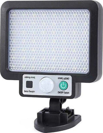 Faretto-10W-Lampada-56-LED-SMD-con-Pannello-Solare-Sensore-Telecomando-Esterno-ip65