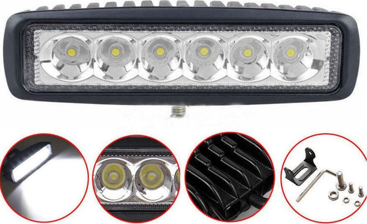 Faretto 18W 6 LED 12V Luce Fredda 6000K 60° IP67 per FUORISTRADA BARCHE 1770lm Illuminazione/Illuminazione per esterni/Proiettori Zencoccostore - Formia, Commerciovirtuoso.it