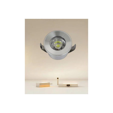 Faretto 1w Led Incasso A Soffitto Ip20 Argento Mini Spot Segnapassi Luce Fredda 00243