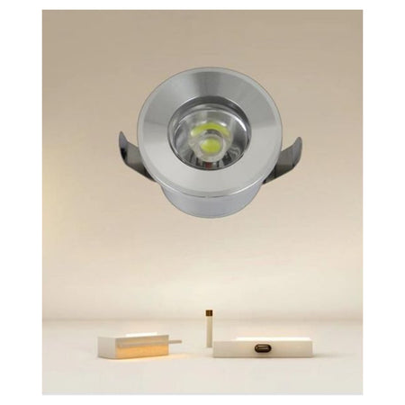 Faretto 1w Led Incasso A Soffitto Ip20 Argento Mini Spot Segnapassi Luce Naturale 00250