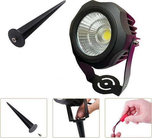 FARETTO-COB-LED-con-PICCHETTO-20W-Lampada-Segnapasso-Esterno-Orientabile-IP65