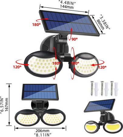 Faretto Doppio A Parete Con Pannello Solare Sensore Movimento Pir E Crepuscolare Faretti da esterno Trade Shop italia - Napoli, Commerciovirtuoso.it