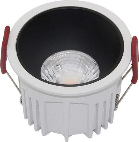 Faretto-Da-Incasso-Moderno-Alfa-Led-Alluminio-Tondo-Bianco-Diffusore-Nero-15W