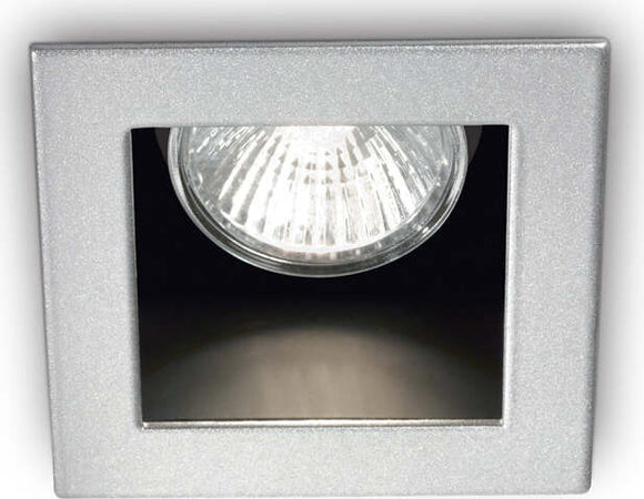 Porta Faretto Orientabile Quadrato Da Incasso 8cm - Alluminio Argento Per Cartongesso, Attacco GU10