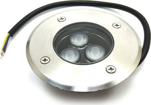 Faretto da Terra Segnapasso Calpestabile Luce Fredda 6000K LED 3W 300 LM Acciaio e Vetro Temperato