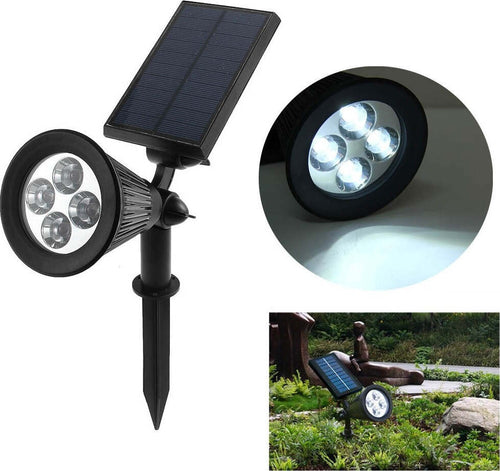 FARETTO FARO LED GIARDINO 4 LED PICCHETTO PANNELLO ENERGIA SOLARE GIARDINO IP65 Illuminazione/Illuminazione per esterni/Proiettori Trade Shop italia - Napoli, Commerciovirtuoso.it