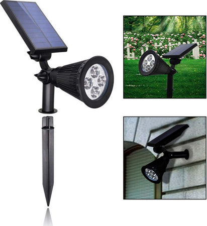 FARETTO FARO LED GIARDINO 4 LED PICCHETTO PANNELLO ENERGIA SOLARE GIARDINO IP65 Illuminazione/Illuminazione per esterni/Proiettori Trade Shop italia - Napoli, Commerciovirtuoso.it