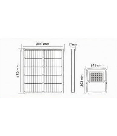 Faretto Faro Led Solare 300w Telecomando Ip65 Luce Bianca Fredda 6500k S01f-300w