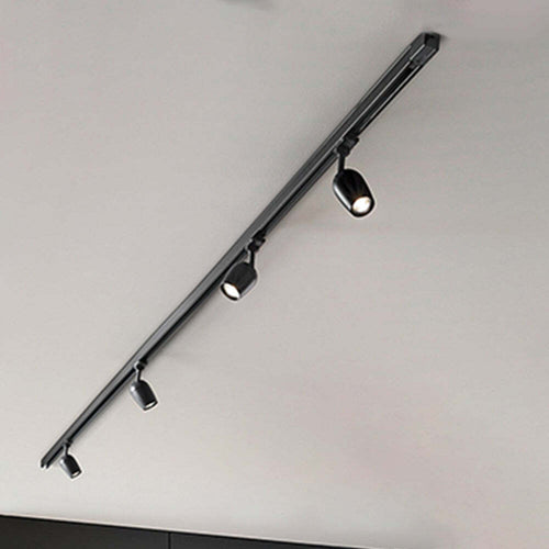 Faretto-In-Alluminio-A-Led-Tondo-Per-Sistema-In-Binario-Nero-Orientabile