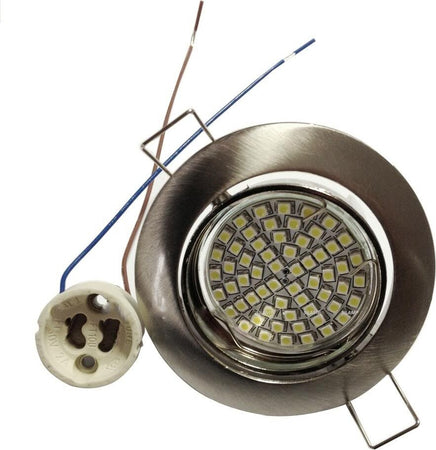 FARETTO INCASSO 5W LAMPADINA LED GU10 60 SMD 220V ORIENTABILE ACCIAIO E BIANCO  Trade Shop italia - Napoli, Commerciovirtuoso.it