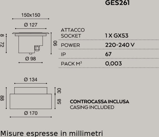 Faretto-incasso-acciaio-Gea-Led-SKEIRON-GES261-LED-IP67-spot-terra-quadrato-calpestabile-esterno-Gx53