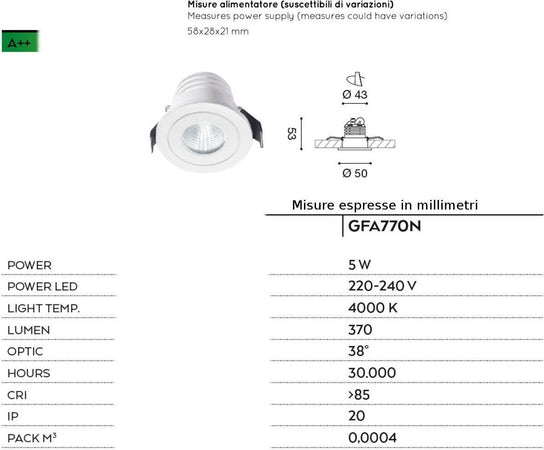 Faretto-incasso-alluminio-Gea-Led-ALYA-GFA770N-LED-5W-4000°k-spot-tondo-controsoffitto-moderno-interni-IP20
