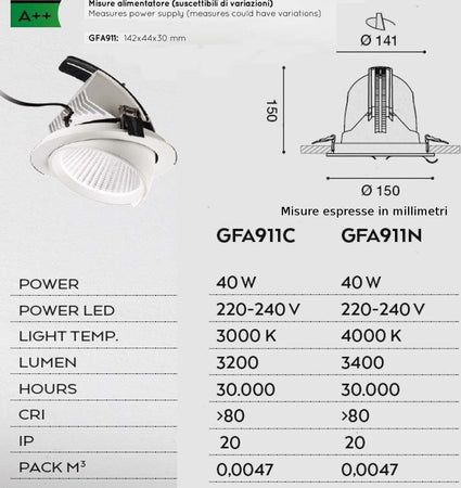 Faretto-incasso-alluminio-Gea-Led-CHANDRA-GFA911N-LED-spot-orientabile-inclinazione-regolabile-controsoffitto