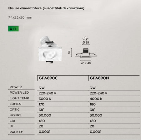 Faretto-incasso-alluminio-Gea-Led-ELARA-GFA890-spot-quadrato-orientabile