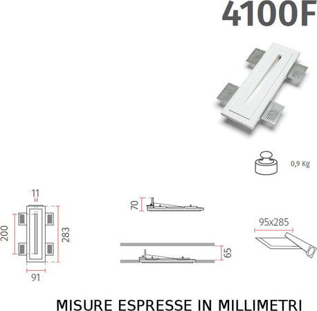 Faretto-incasso-Belfiore-9010-AGO-4100F-LED-WIRELESS-gesso-verniciabile-verticale-segnapasso-cartongesso-muro