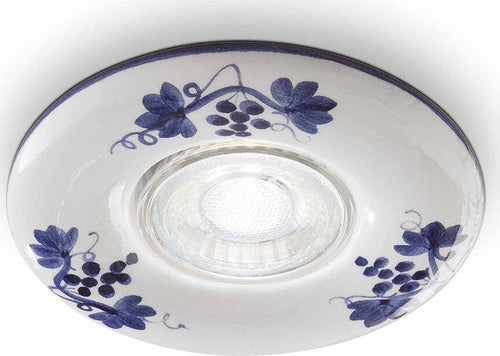Faretto-Incasso-Classico-Pescara-Ceramica-Bianco-Decorato-1-Luce-Gu10