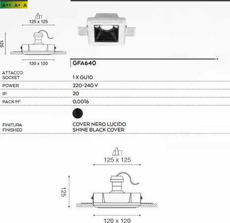 Faretto-incasso-Gea-Led-ASTRA-Q-GFA640-12x12-nero-moderno-gesso-lampada-incasso-soffitto-quadrato-interno